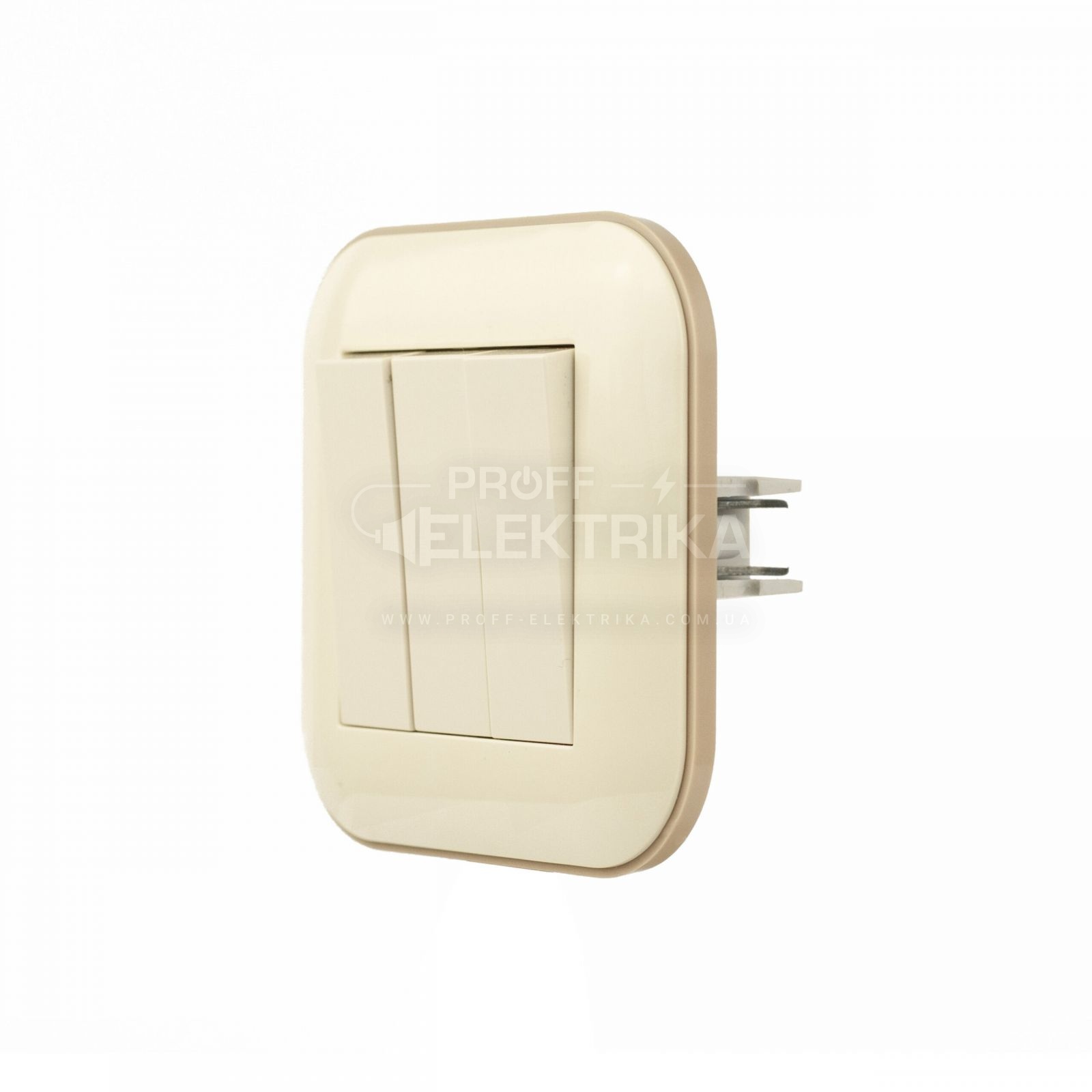 Фото 2 Выключатель трехклавишный Кремовый крафтовый LOFT