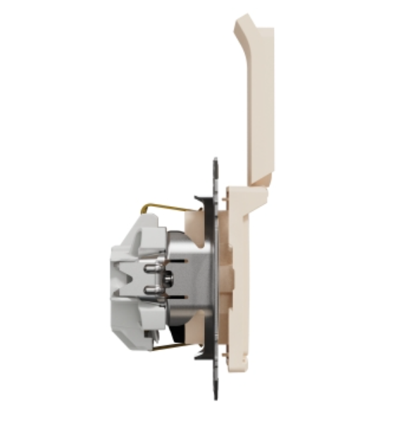 Фото 3 Розетка Sedna Design із заземленням зі шторками та кришкою бежева Schneider Electric