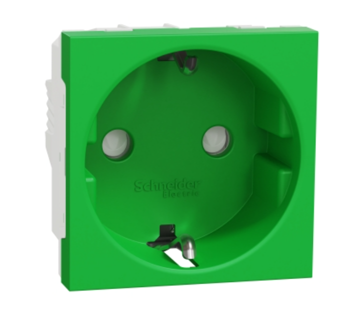Фото Розетка с заземлением со шторками винтовый зажим 16 А зеленый UNICA NEW Schneider Electric