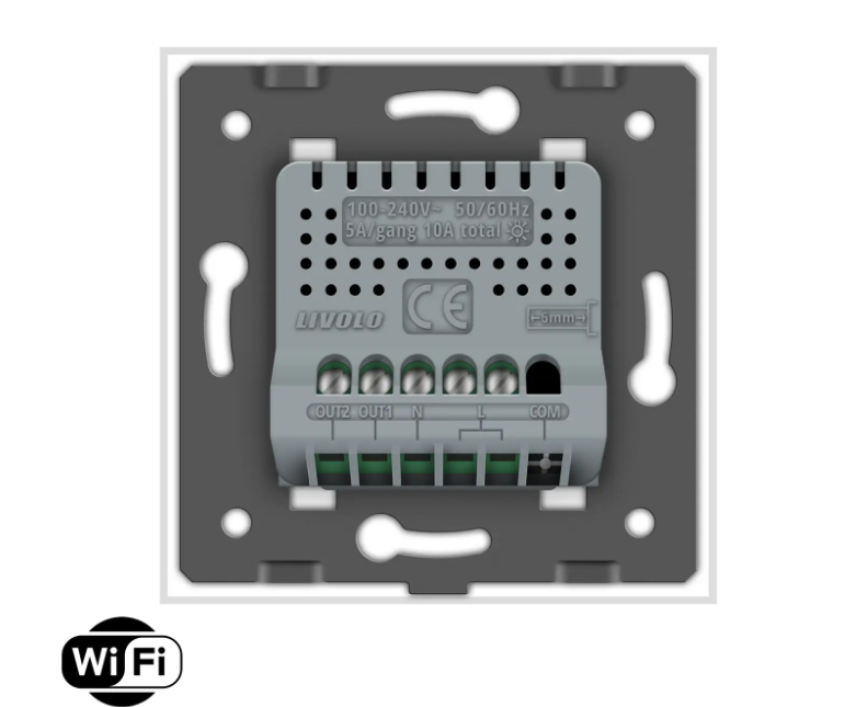 Фото 4 Розумний сенсорний Wi-Fi вимикач 2 сенсори біле скло Livolo