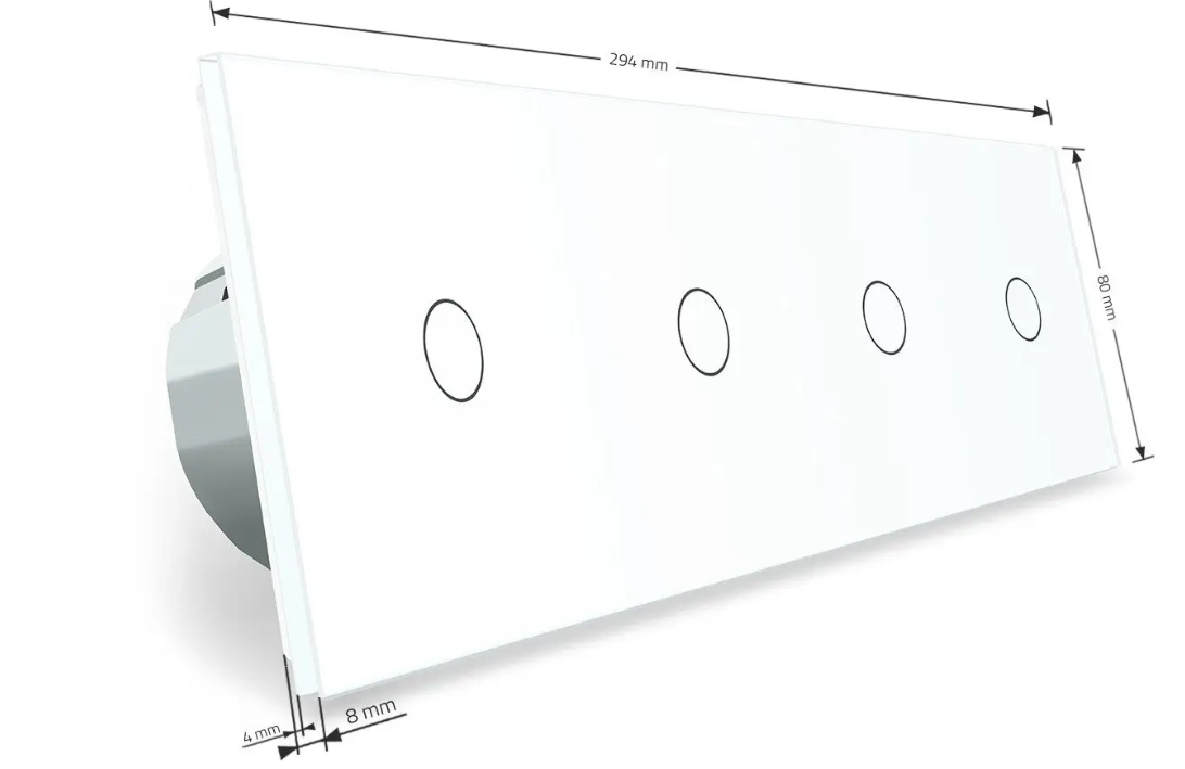 Фото 5 Сенсорний вимикач 4 сенсора 1-1-1-1 біле скло Livolo