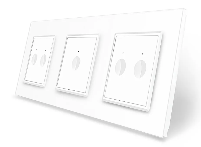 Фото Сенсорный выключатель Sense 5 сенсоров 2-1-2 белое стекло Livolo