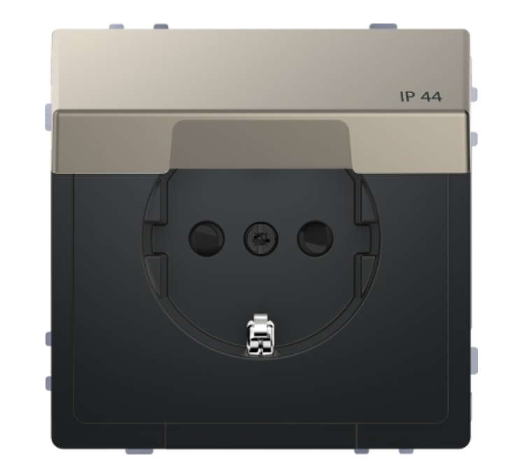 Фото Розетка із заземленням та кришкою нікель IP44 D-Life Schneider Electric