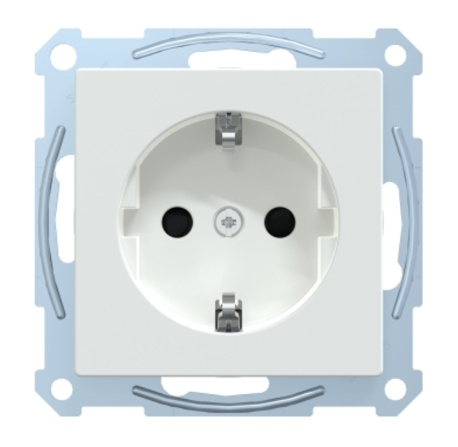 Фото 2 Розетка Merten System M с заземлением и защитными шторками активно-белый MTN2300-0325