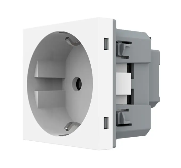 Фото Механизм розетка с самозажимными клеммами с заземлением белый Livolo