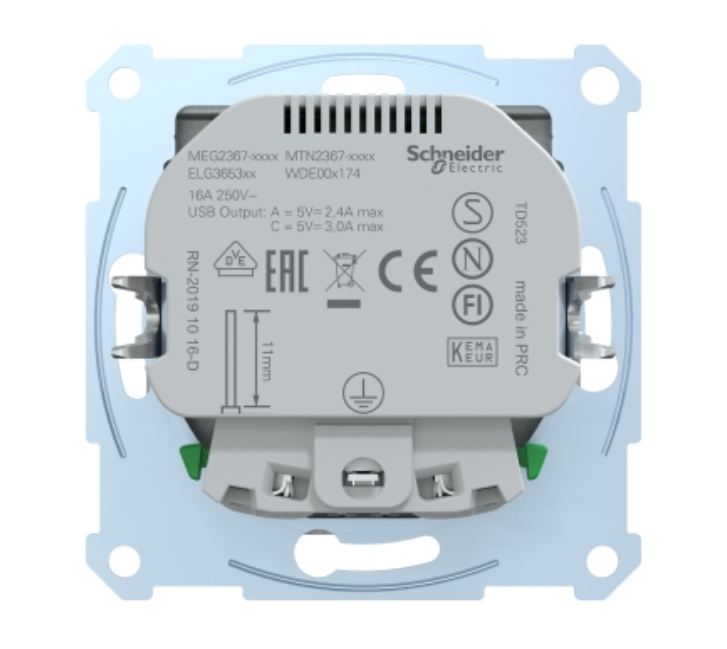 Фото 2 MERTEN SM Розетка силовая 16 A с зарядкой USB A+C 3 A алюминий MTN2367-0460