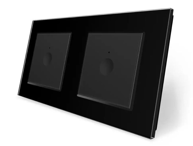 Фото Сенсорний вимикач Sense 2 сенсора 1-1 чорне скло Livolo