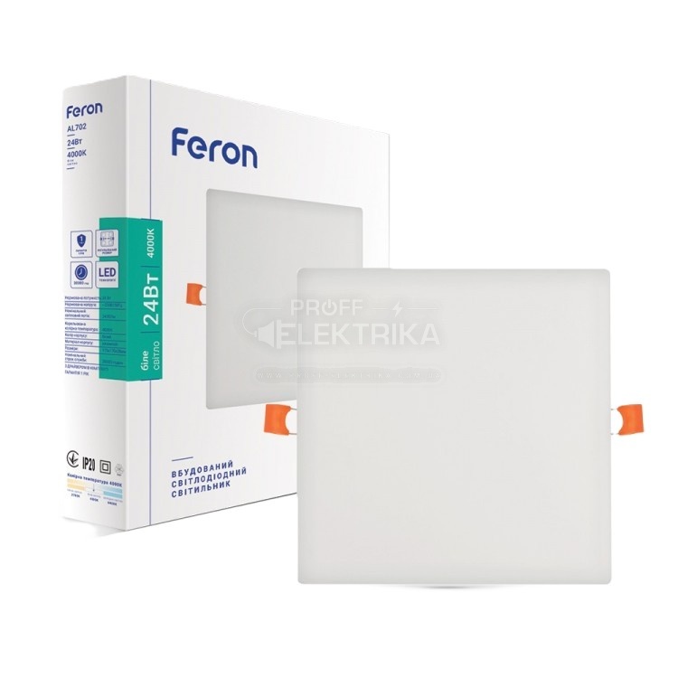 Фото Светодиодный встроенный светильник Feron AL702 24Вт 4000K белый