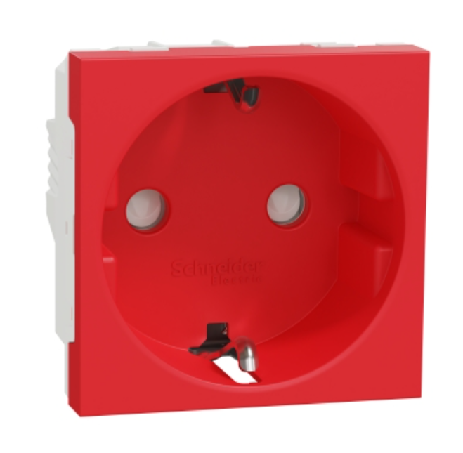 Фото Розетка с заземлением со шторками винтовый зажим 16 А красный UNICA NEW Schneider Electric