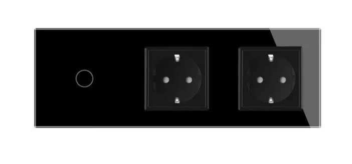 Фото 3 Розумний сенсорний ZigBee вимикач 1 сенсор 2 розетки чорне скло Livolo