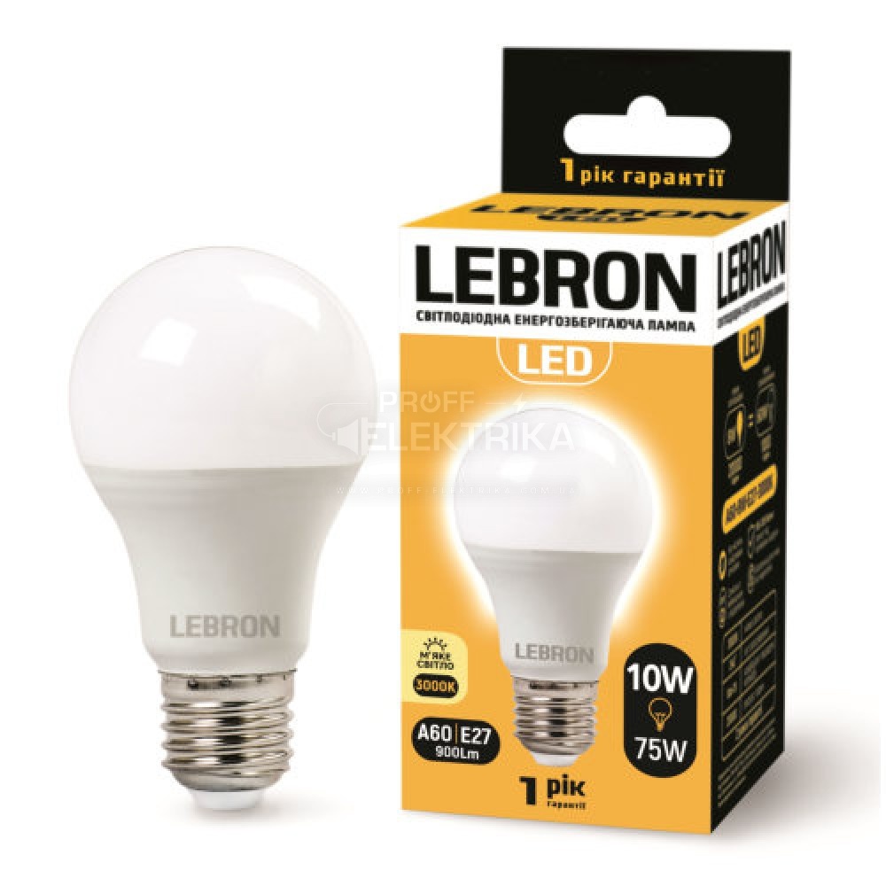 Фото Лампа LED Е27 A60 10W 4100K + акустический датчик LEBRON