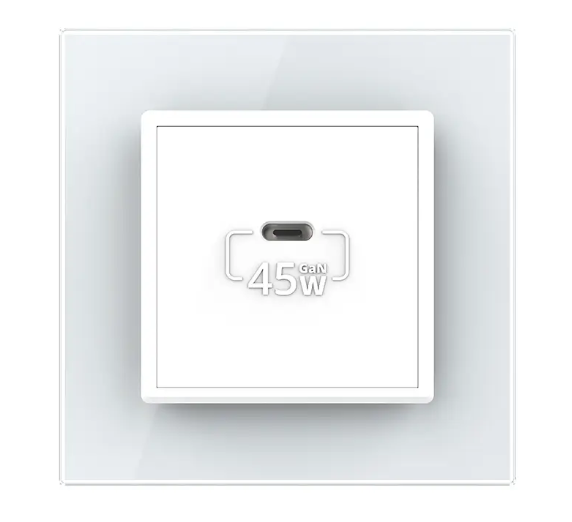 Фото 2 Розетка USB Type-C с Power Delivery 45W белое стекло Livolo
