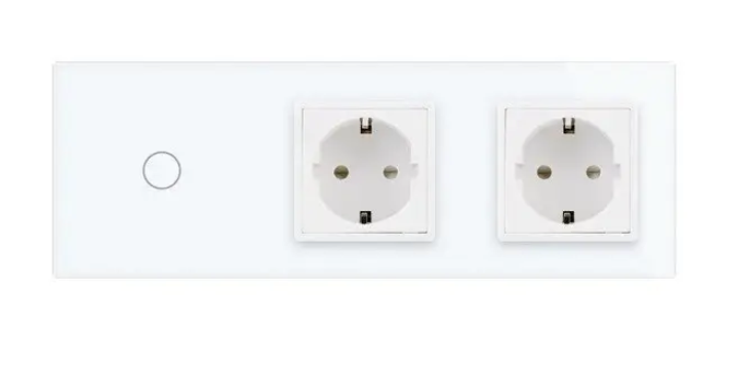 Фото 2 Сенсорный диммер 1 сенсор 2 розетки белое стекло Livolo
