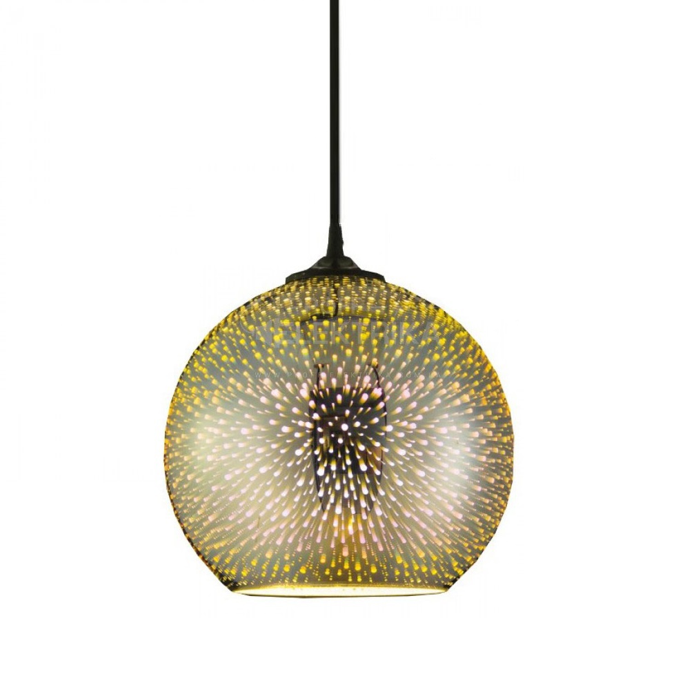 Фото світильник стельовий-настінний круглий 3D Е-27 хром Laser HOROZ