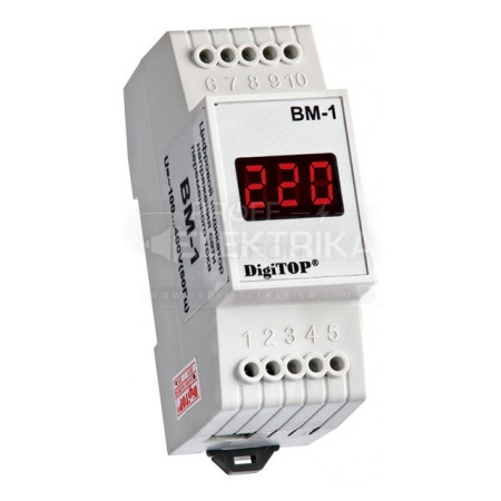 Фото индикатор цифровой на ДИН-рейку,ВОЛЬТМЕТР однофазный Вм-1 DigTop