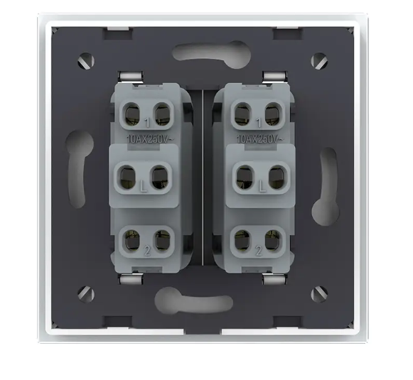 Фото 3 Двухклавишный выключатель белое стекло Livolo