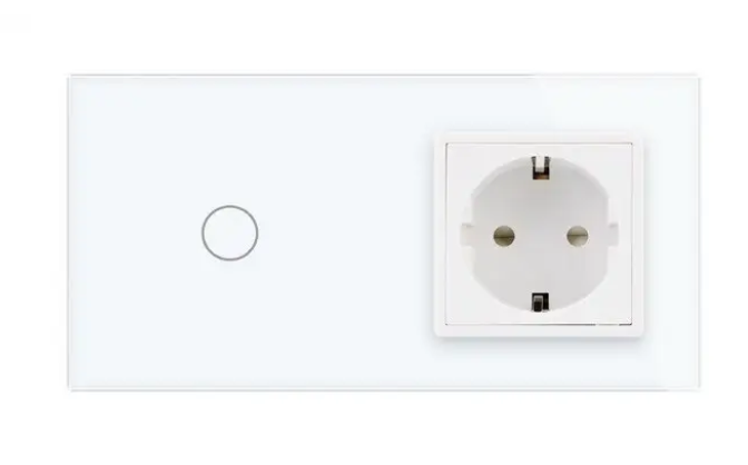 Фото 2 Бесконтактный выключатель 1 сенсор 1 розетка белое стекло Livolo