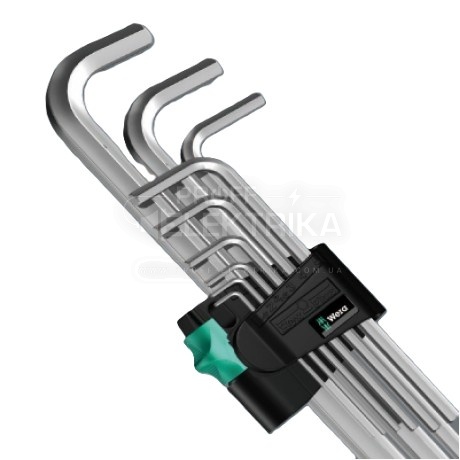 Фото 2 Набір Г-подібних ключів WERA 950/9 Hex-Plus 3 хромованих хромованих 05133163001