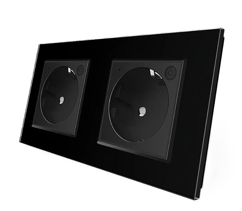 Фото Двухместная умная розетка ZigBee с заземлением черный Livolo