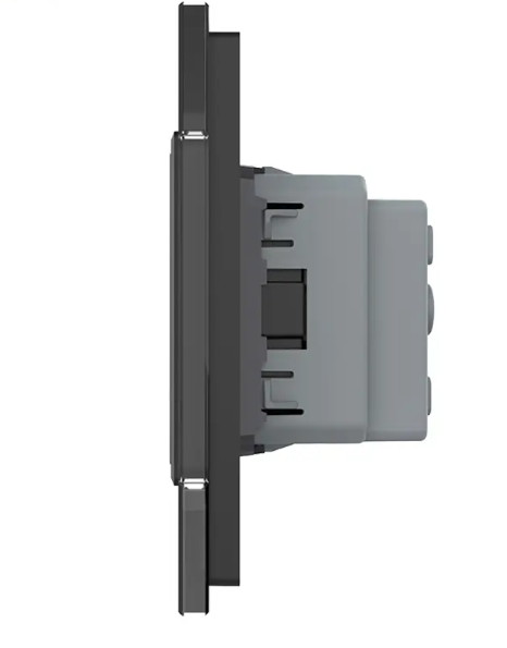 Фото 2 Розетка двойная с заземлением черное стекло Livolo