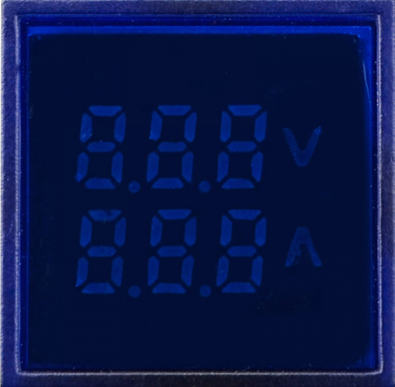 Фото 3 Світлосигнальна арматура з індикатором напруги АС та струму АСКО U-ADM-VA 22мм квадратна синя A0190010201