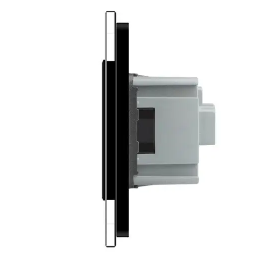 Фото 2 Умный сенсорный ZigBee выключатель 1-1 2 сенсора 1 розетка черное стекло Livolo