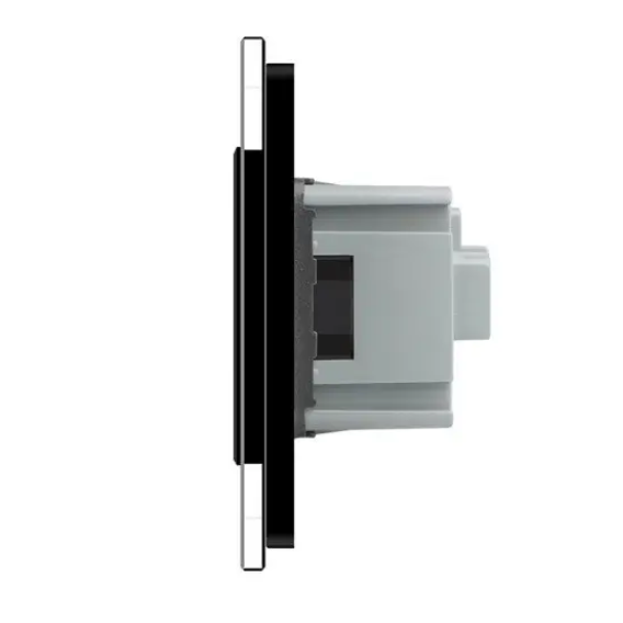 Фото 3 Сенсорный диммер 2 сенсоры 1 розетка черное стекло Livolo