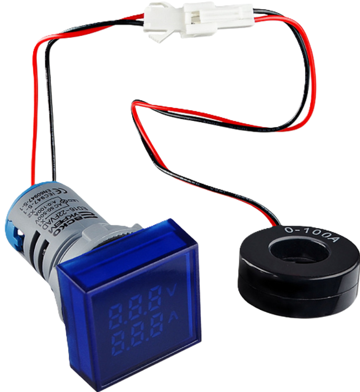 Фото 2 Світлосигнальна арматура з індикатором напруги АС та струму АСКО U-ADM-VA 22мм квадратна синя A0190010201