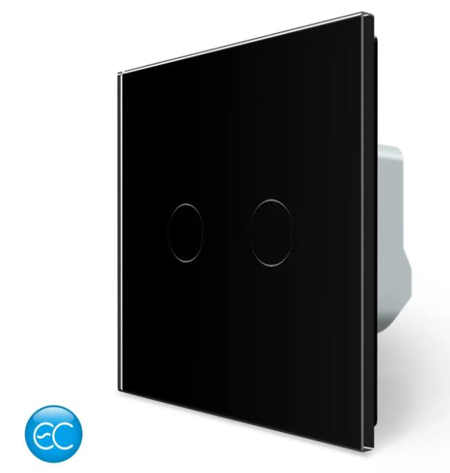 Фото Умный сенсорный ЕС выключатель 2 сенсора черное стекло Livolo