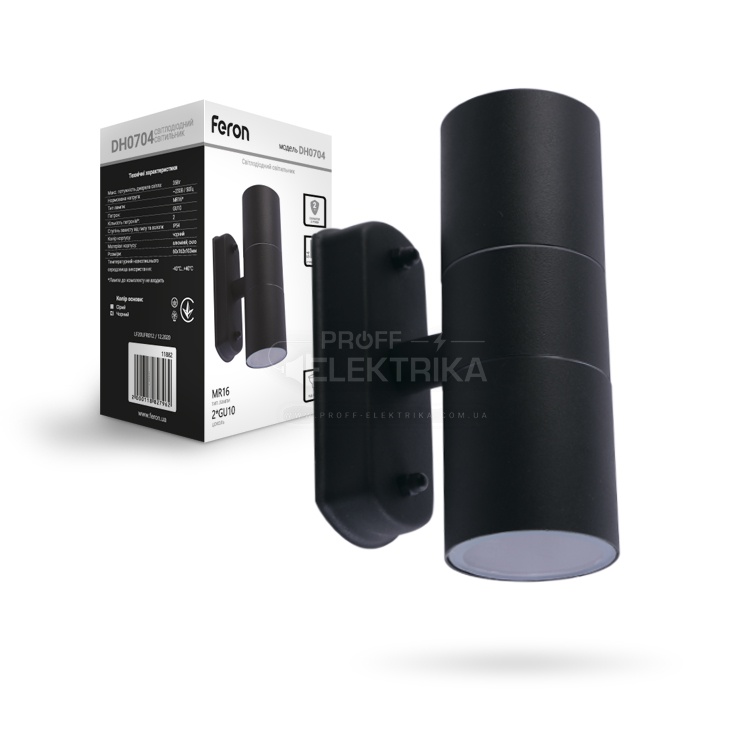 Фото 2 Светильник настенный монтаж GU10 IP54 DH0704 Черный FERON