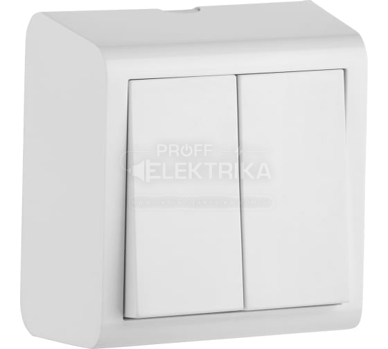 Фото Вимикач двоклавішний Білий NIVO