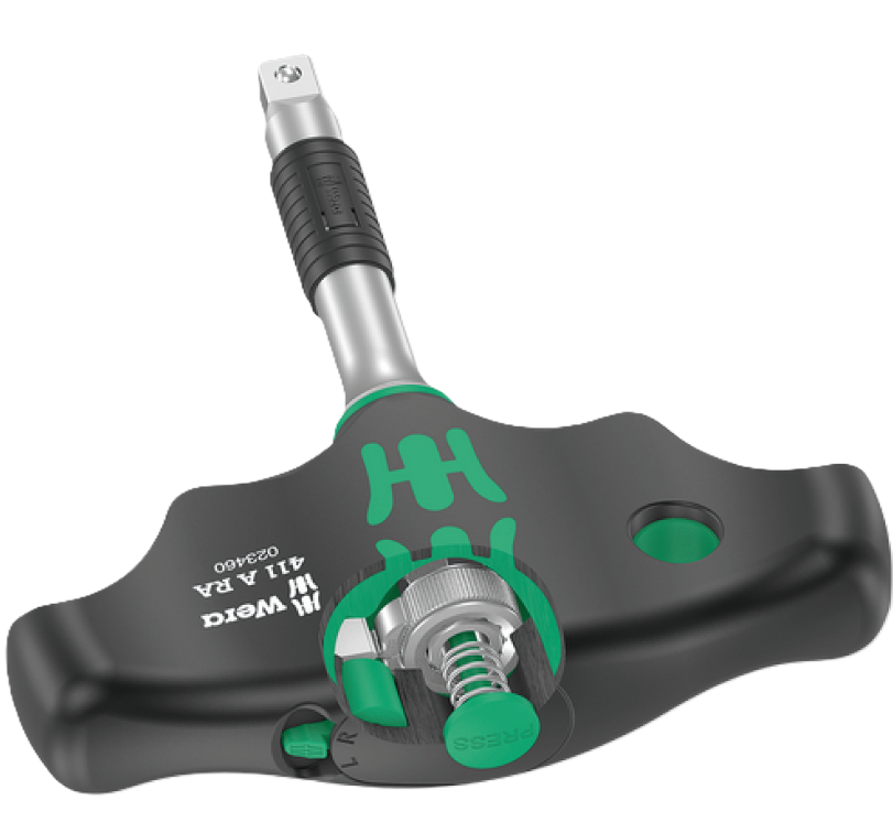 Фото 2 Поперечная ручка - держатель WERA 411 A RA с реверсивной трещоткой 05023460001