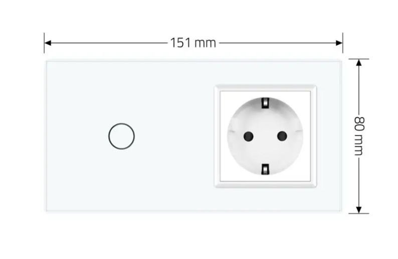 Фото 5 Умный сенсорный ЕС выключатель 1 сенсор 1 розетка белое стекло Livolo