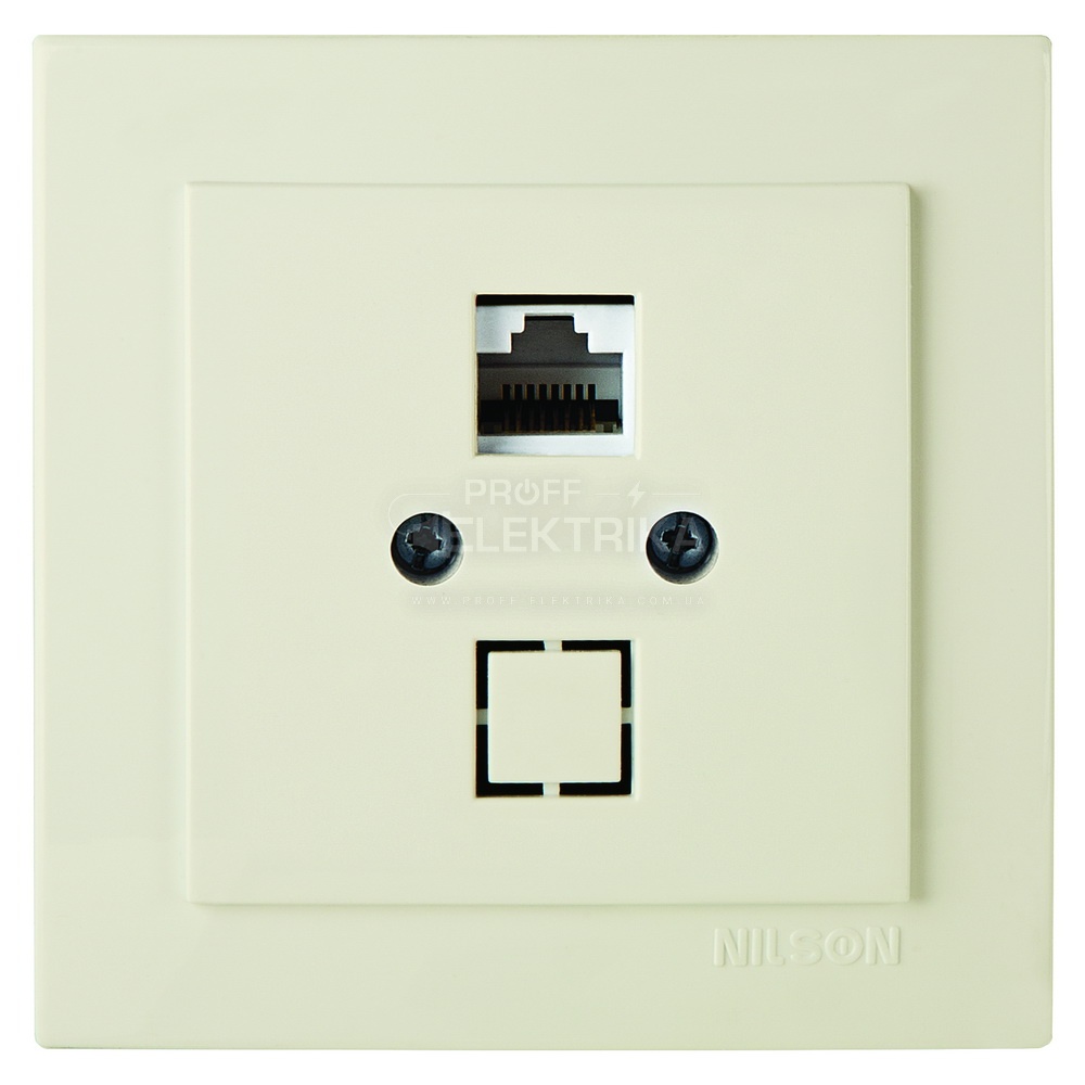 Фото Розетка компьютерная без модуля RJ 45 Кремовая Touran