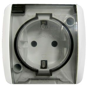 Фото Розетка із заземленням та прозорою кришкою Біла ALSU