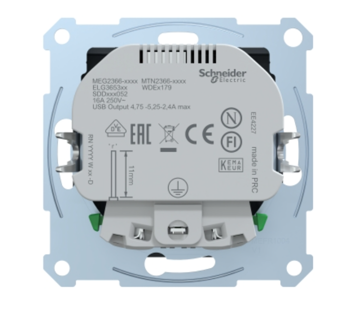 Фото 2 SM Розетка Schuko с 2 USB 2,4A с заземлением антрацит MTN2366-0414