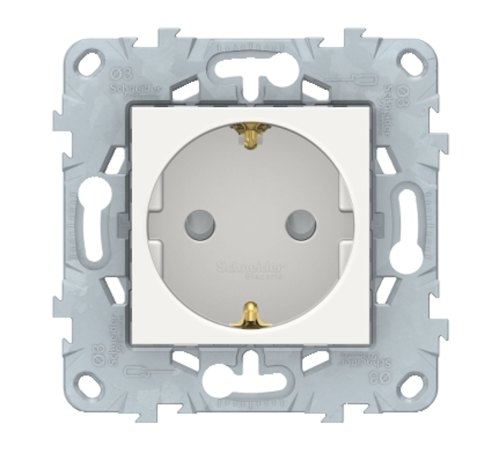 Фото 2 Розетка с заземлением с штороками белая винтовой зажим UNICA NEW Schneider Electric