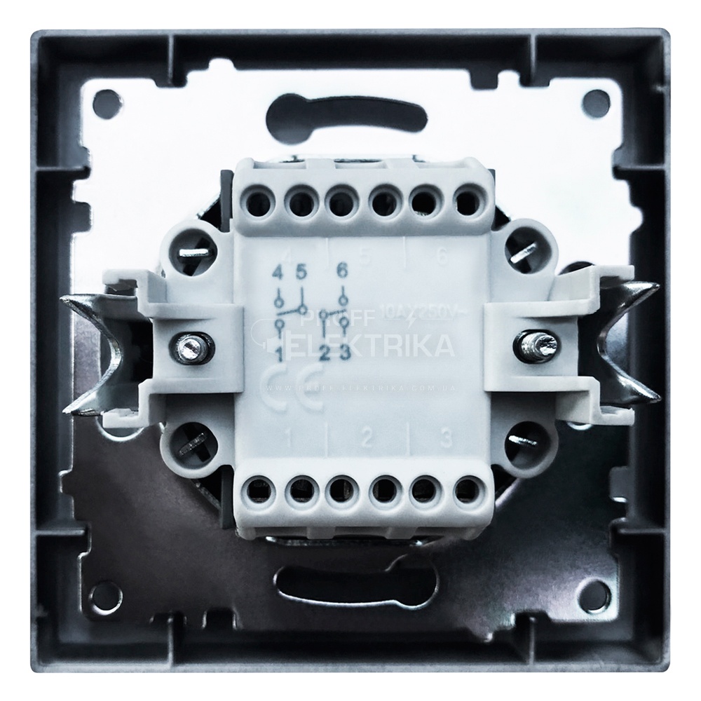 Фото 2 Вимикач двоклавішний внутрішній прохідний ARINA чорний