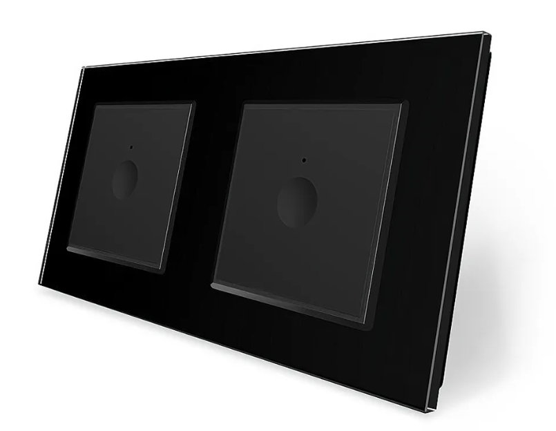 Фото Сенсорный проходной выключатель Sense 2 сенсора 1-1 черное стекло Livolo