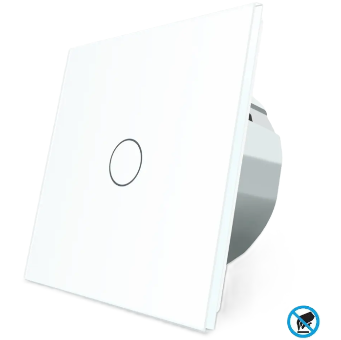 Фото Бесконтактный выключатель 1 сенсор белое стекло Livolo