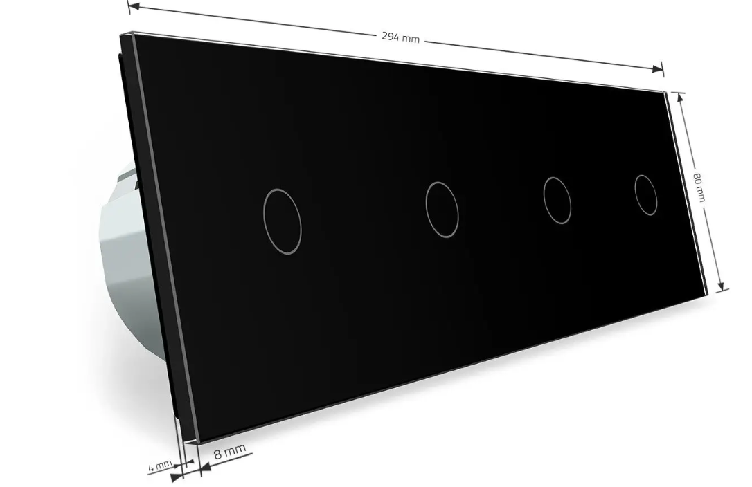 Фото 5 Сенсорний вимикач 4 сенсора 1-1-1-1 чорне скло Livolo