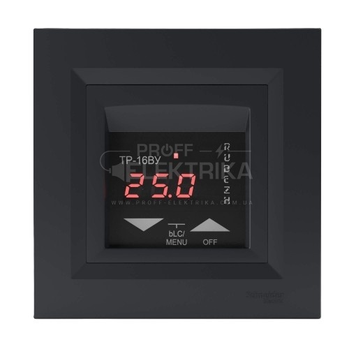 Фото Терморегулятор Rubezh ТР-16ВУ для теплої підлоги рамка Schneider Asfora антрацит 16А 220В