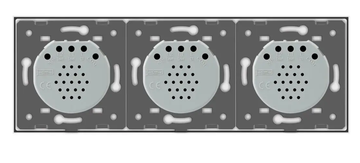 Фото 3 Сенсорний вимикач 3 сенсора 1-1-1 біле скло Livolo