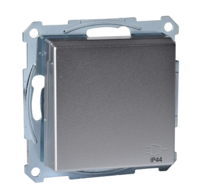 Фото SM Розетка Schuko ІР44 із заземленням та кришкою алюмінію MTN2314-0460