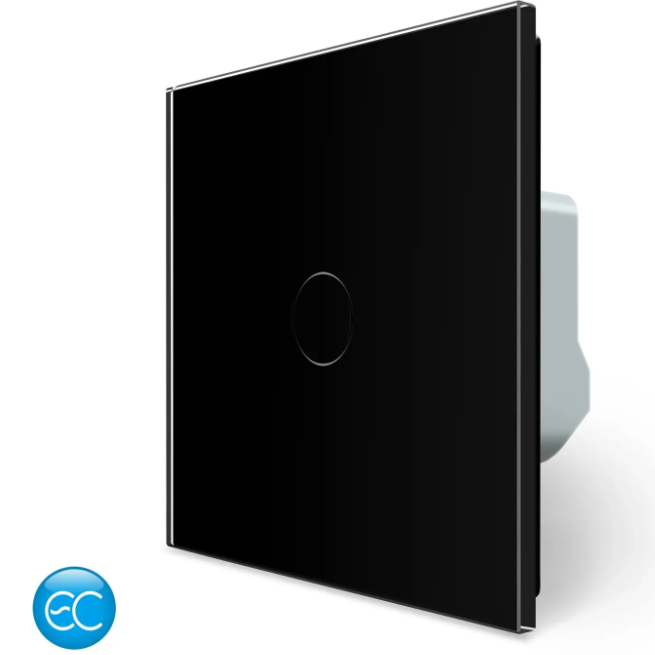 Фото Розумний сенсорний ЕС вимикач 1 сенсор чорне скло Livolo
