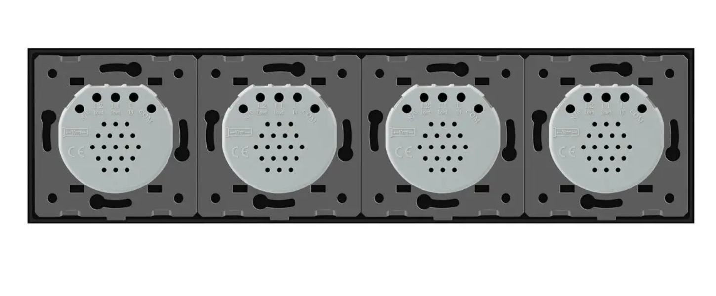 Фото 4 Сенсорний вимикач 4 сенсора 1-1-1-1 чорне скло Livolo