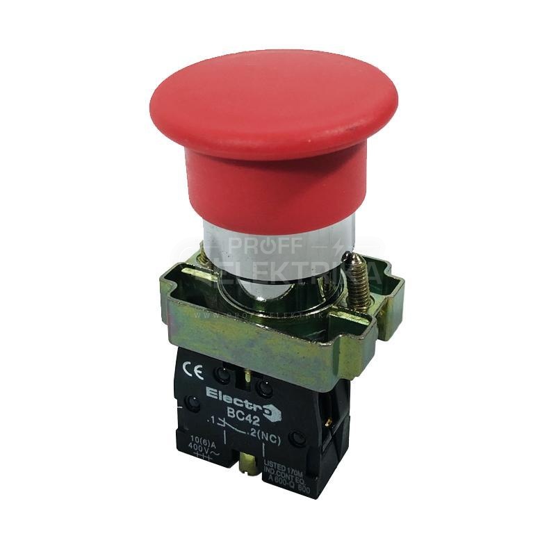 Фото кнопка ВC42-грибок красная 40mm NC
