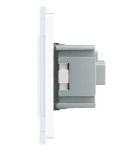 Фото 3 Сенсорний вимикач 1 сенсор 1 розетка біле скло Livolo