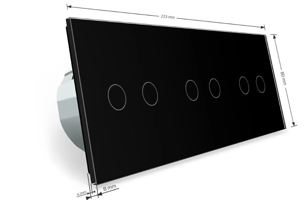 Фото 5 Сенсорный проходной перекрестный выключатель 6 сенсоров черное стекло 2-2-2 Livolo