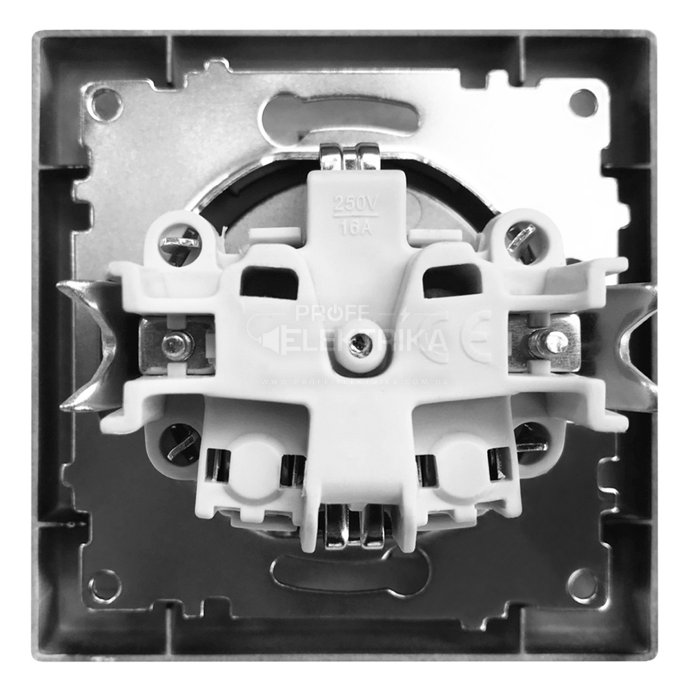 Фото 3 Розетка одноместная с заземлением внутренняя с крышкой черная ARINA